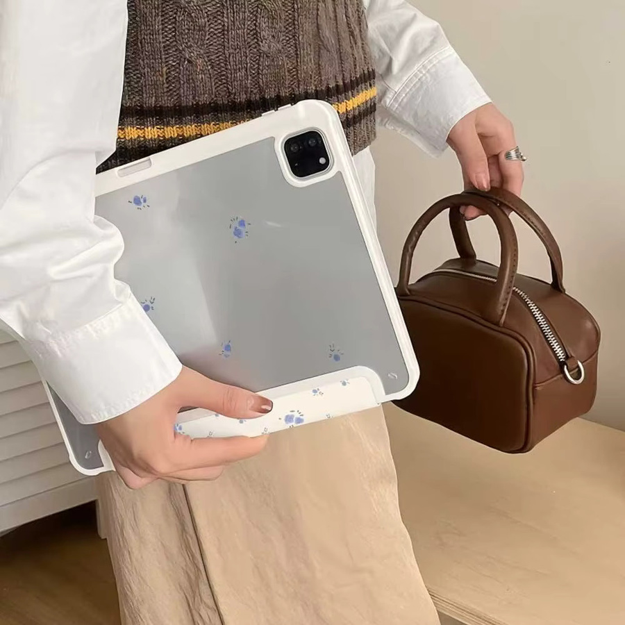 Magnetische iPad Schutzhülle mit Blumenmuster in Weiß für iPad Mini 7 6, iPad Pro 11 12,9 13, iPad Air 11 13 und iPad 10th Generation - Bild 4
