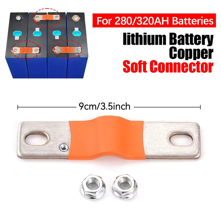 JAKYLOVE Kupfer Sammelschiene für LiFePO4 Batterien, Gold, 400A, Lochabstand: 74 mm, Dicke: 3 mm - Bild 2