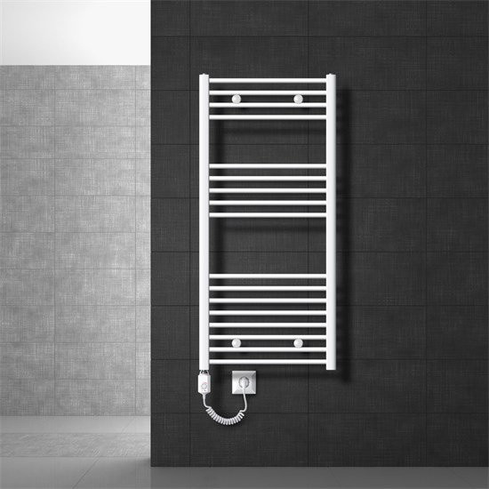 LuxeBath Elektrischer Badheizkörper Weiß Gebogen mit 900 W Heizstab, B/H: 60 x 120 cm - Bild 1