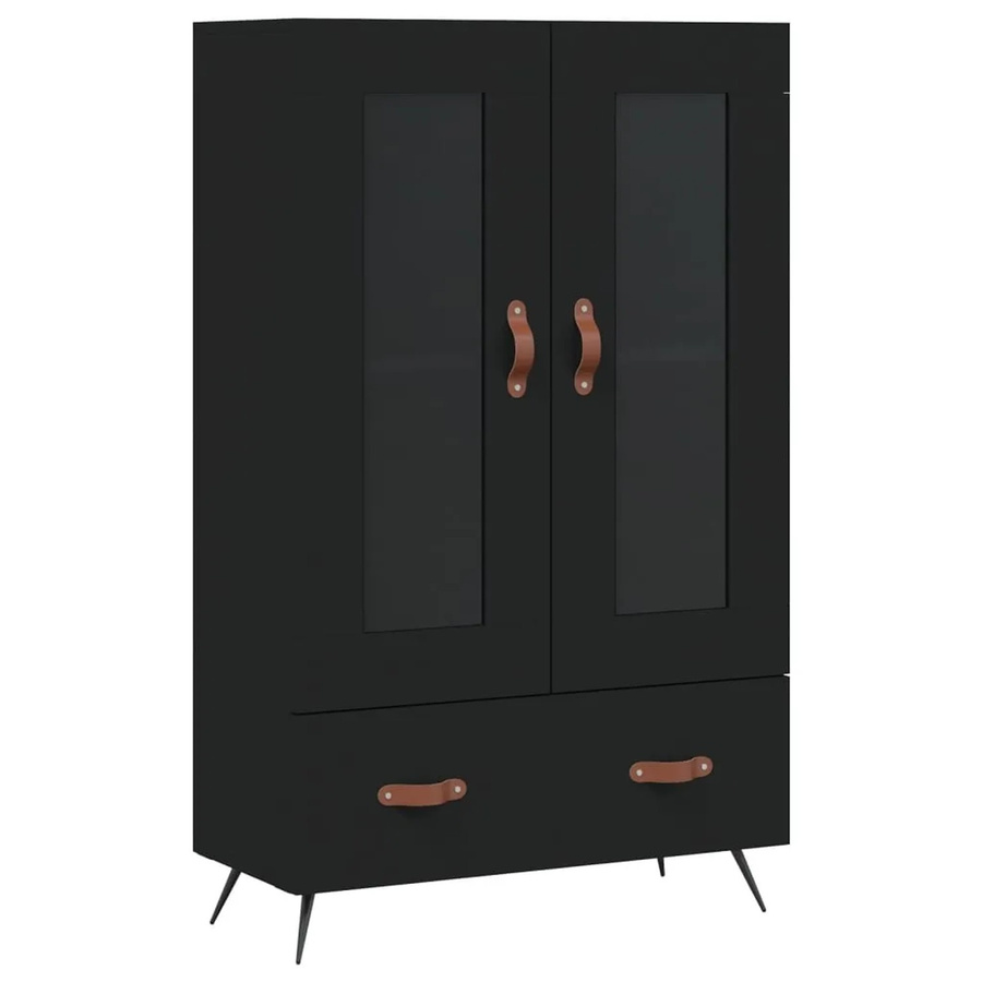 vidaXL Highboard Schwarz Modern mit Glastüren aus Holzwerkstoff und Metall, B/T/H: 69,5 x 31 x 115 cm - Bild 2