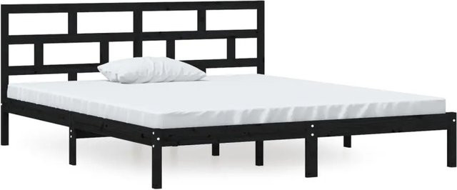 vidaXL Massivholzbett aus Kiefer in Schwarz, Modernes Doppelbett für Erwachsene, B/T/H: 141 x 195,5 x 100 cm - Bild 1