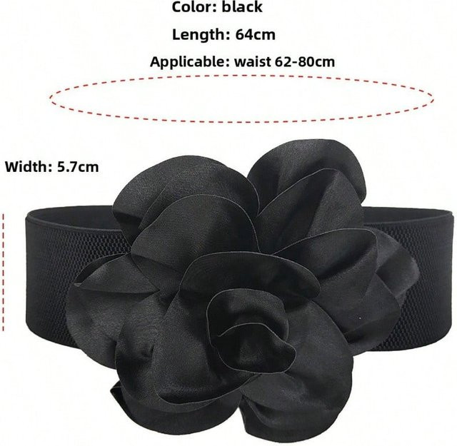 Gürtel Blumen, breit, Damen, black bunt - Bild 1