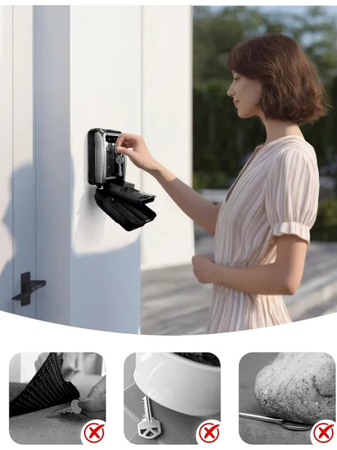Tuya Smart Key Box Bluetooth-Schlüsselsafe in Schwarz mit digitaler Code-Entriegelung und Smart Life App-Kompatibilität für die sichere Schlüsselaufbewahrung, B/H/T: 13,5 x 9,0 x 6,5 cm - Bild 7