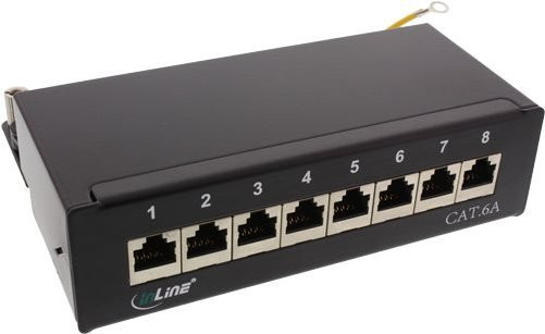 InLine Patch Panel RJ-45 mit 8 Ports für Ethernet/LAN, Schwarz RAL 9005 - Bild 1