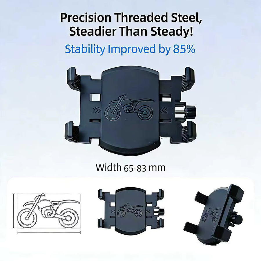 Universelle Motorrad-Handyhalterung mit Schnellverschluss für iPhone, Samsung Galaxy und Xiaomi in Schwarz - Bild 4