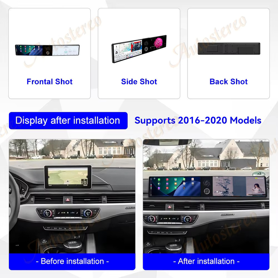 ZWNAV Dual Screen Multimedia Player mit Android Auto und CarPlay für Audi A4 B9, A5, S4, S5 (2017-2021) inklusive GPS Navigation in Schwarz - Bild 2