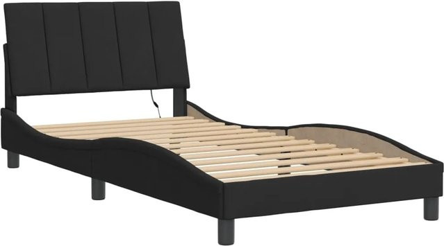 vidaXL Bettgestell Hanko in Schwarz aus Samt mit LED-Unterbettbeleuchtung und USB-Ladeanschluss B/T/H: 100 x 200 cm - Bild 1