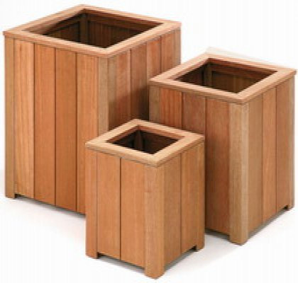 Viereckiger Blumenkasten aus Hartholz in Naturholz, B/T/H: 30 x 30 x 3 cm - Bild 1