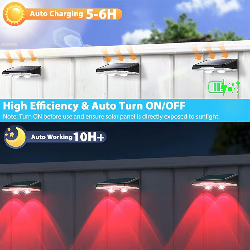VENUSWING Solar LED Außenleuchten im Set, wasserdichte Wandleuchten für Terrasse und Treppen, RGB Multicolour in Schwarz, modern und rechteckig - Bild 2