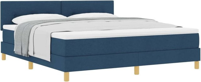 vidaXL Boxspringbett Hybrid mit Matratze und Kopfteil Blau Stoff B: 180 cm, T: 200 cm, H: 280 cm - Bild 1