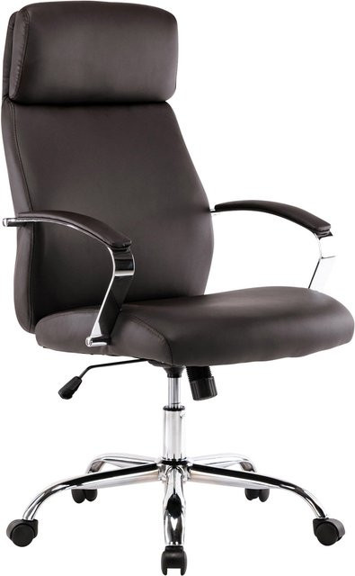 TPFLiving Bürostuhl Fargo XL aus Kunstleder in Braun mit Armlehnen und Rollen, B/T/H: 69,0 x 64,0 x 123,0 cm - Bild 1