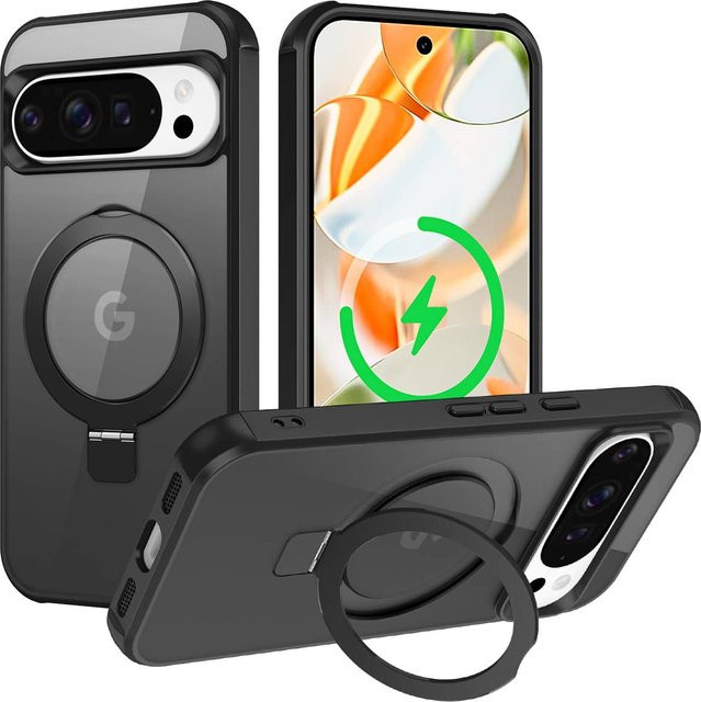 WeFor Magnetische Schutzhülle für Google Pixel 10 Pro XL, Pixel 10 und 9 Pro mit Ständer und Stoßschutz in Schwarz und Rot - Bild 1