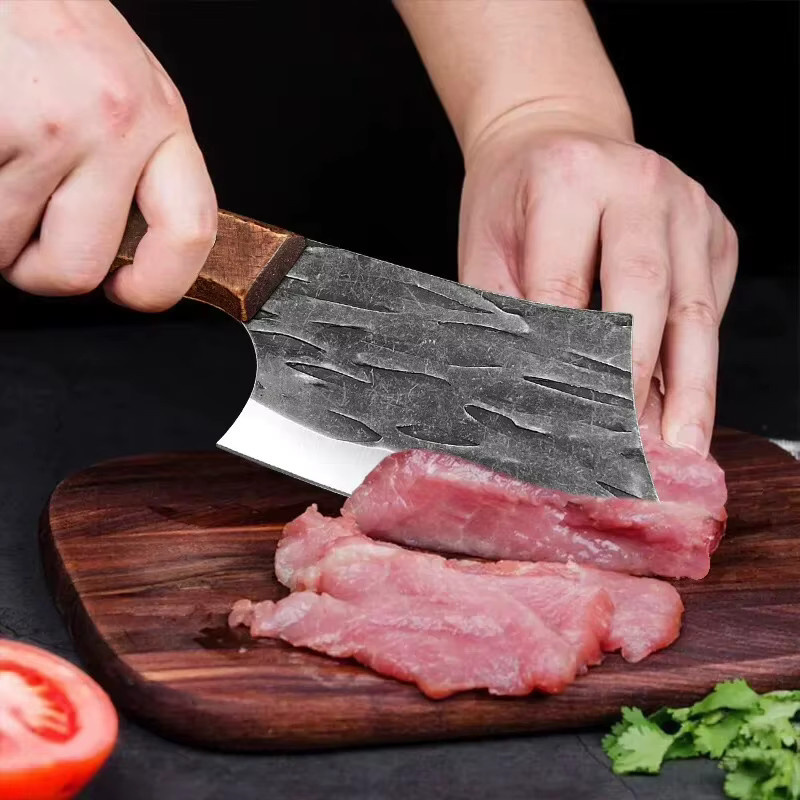 InLeung Hackmesser aus Edelstahl mit Holzgriff in Silber für Fleisch, Fisch und Gemüse - Bild 4
