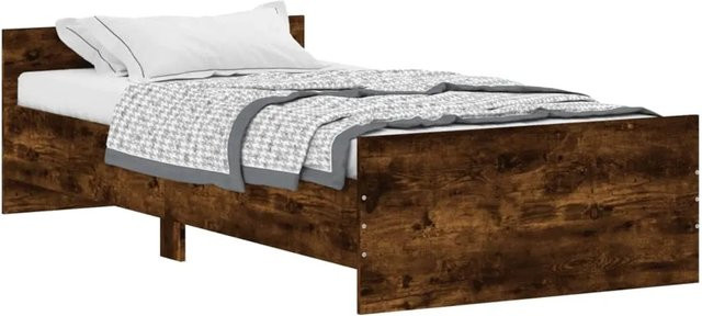 vidaXL Bettgestell aus Holz in Räuchereiche Braun, B/T/H: 90 x 193 x 50 cm - Bild 1