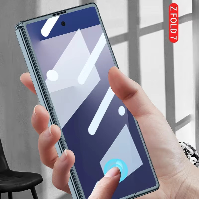 Galvanik HD Transparent Handyhülle mit Shell Film für Samsung Z Fold 7, Z Fold 6 und Z Fold 5G in Transparent und Blau - Bild 3