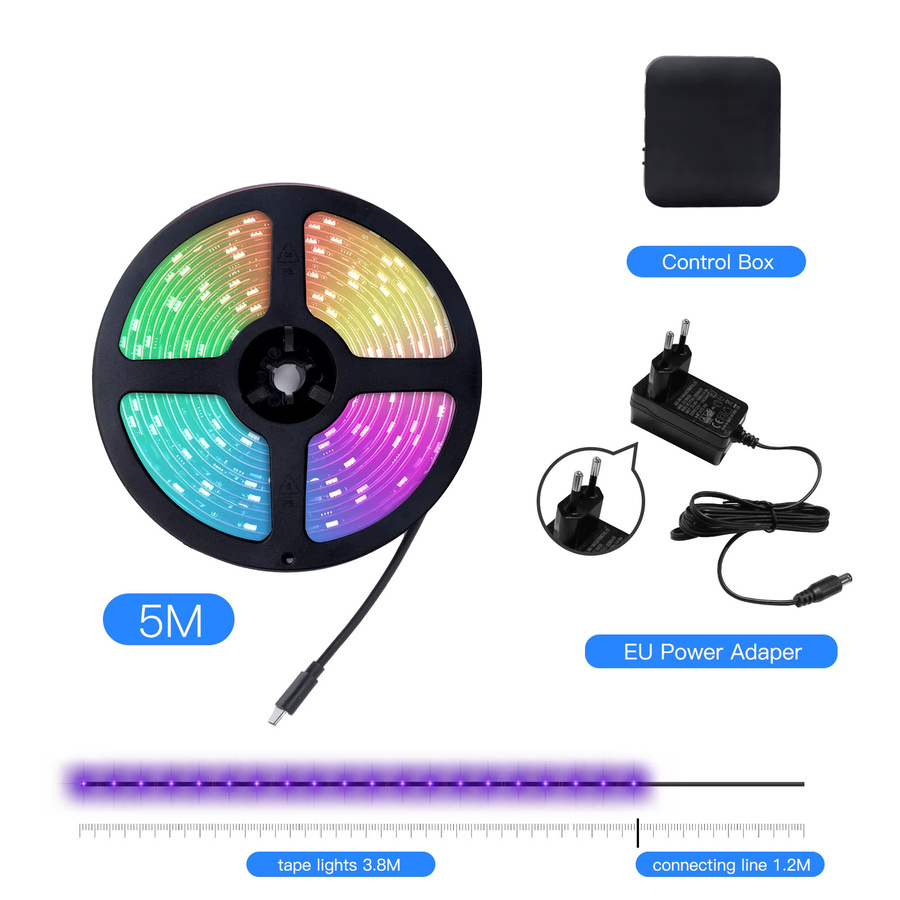 MOES Wifi Smart TV Hintergrundbeleuchtung LED Streifen Kit mit HDMI 2.0 Sync Box, RGB Multicolour, Steuerung per Alexa und Google Assistant - Bild 5