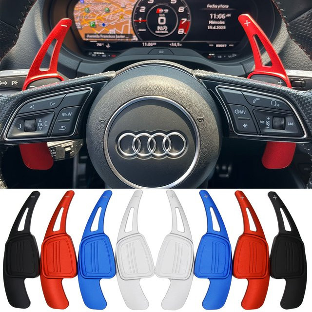 Beinuli DSG Lenkrad Paddle Shifter Verlängerungs Aufkleber in Silber für Audi A3 8V A4 B9 A5 Q2 Q5 SQ5 Q7 und TT - Bild 1