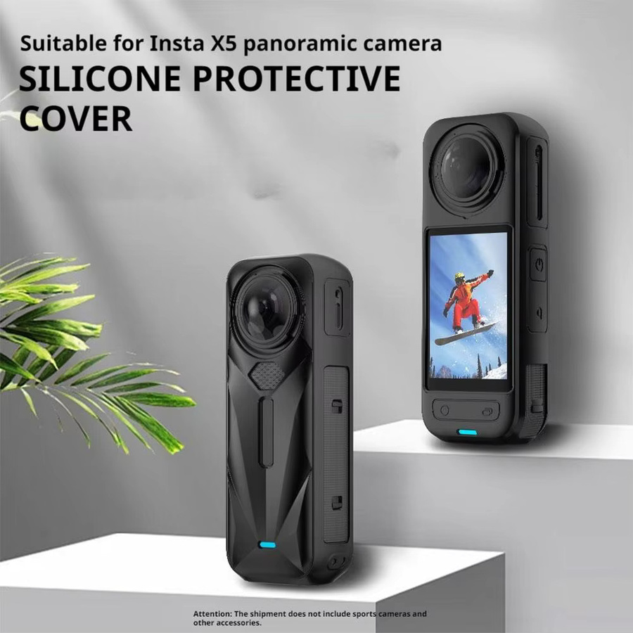 Schutzhülle aus Silikon für Insta360 X5 in Schwarz als Staubschutz und Zubehör für deine Action Camera - Bild 3
