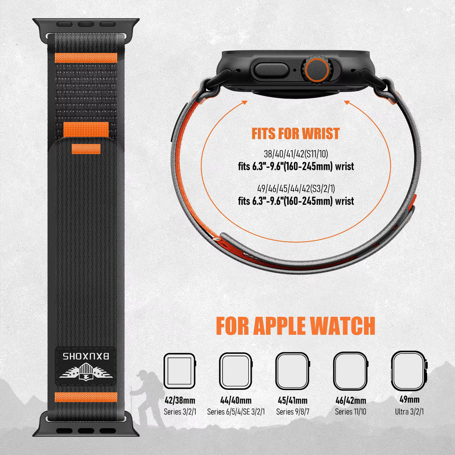Trail-Loop-Armband für Apple Watch, Nylon, Schwarz, Unisex - Bild 6