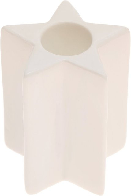 Rico Design Porzellan-Kerzenständer Stern in Weiß für Stabkerzen, Höhe: 9 cm, Breite: 6,2 cm - Bild 1