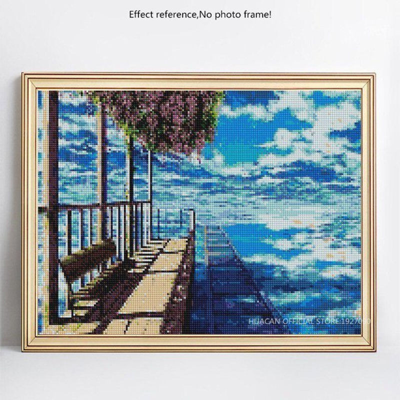 FIYO Diamond Painting Landschaft Set mit runder Motivwahl, Mehrfarbig, B/H: 30 x 30 cm - Bild 1