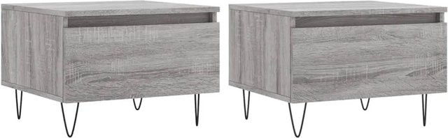 vidaXL Couchtisch Set aus 2 Stück in Grau Sonoma, moderner Couchtisch aus Holzwerkstoff und Metall für dein Wohnzimmer, B/T/H: 50 x 46 x 35 cm - Bild 1