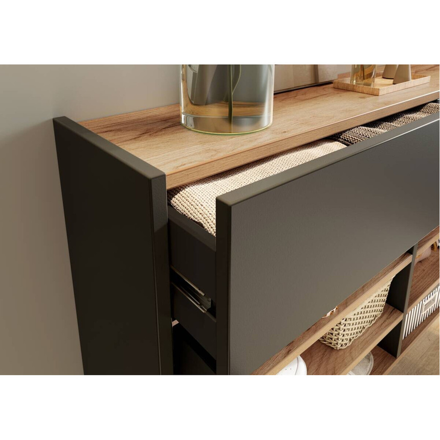 Germania Mehrzweckschrank Navarra in Graphit und Eiche mit Soft-Close-Türen, B/H/T: 110 x 57 x 22 cm - Bild 2