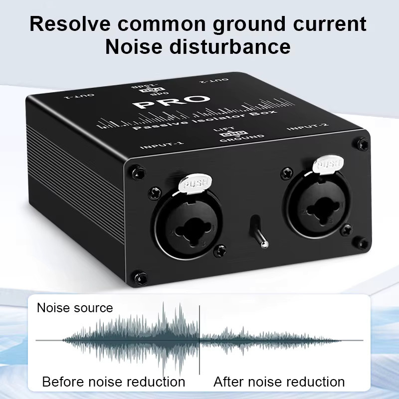 TITAK HTA003Q 2-Wege-Audio-Isolator Stromeliminator mit XLR und 6,5 mm Anschlüssen in Schwarz - Bild 3