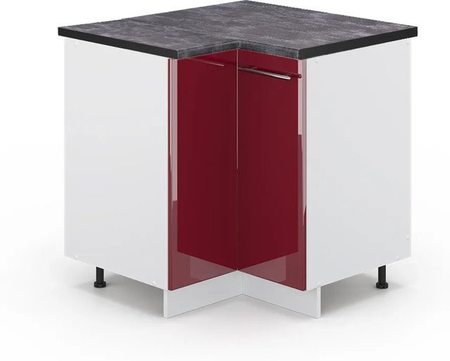 Vicco Eckunterschrank Fame-Line Küchenschrank Hochglanz in Bordeaux, Weiß und Anthrazit, B/T/H: 80,5 x 60,0 x 82,0 cm - Bild 1