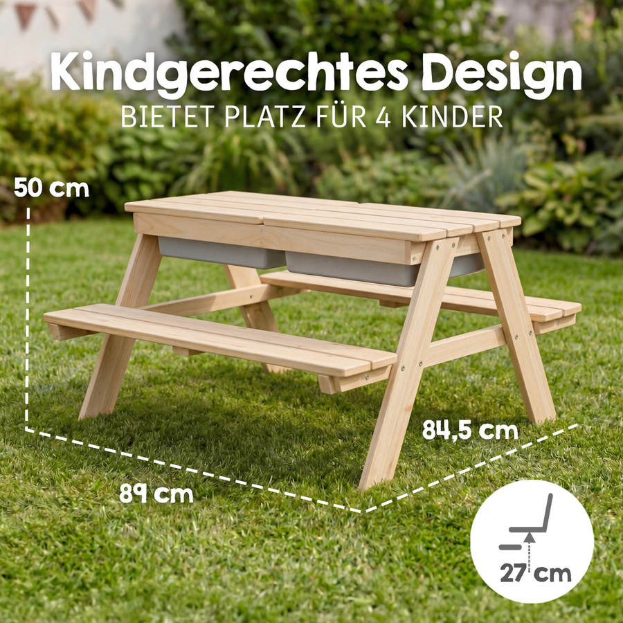Roba Kindersitzgarnitur aus Massivholz mit Spielwanne in Natur - Bild 2