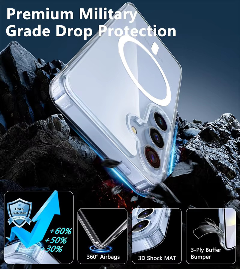 Transparente MagSafe-kompatible Kristall-Schutzhülle für Samsung Galaxy S25 S24 S23 S22 Ultra und FE Modelle, stoßfeste Magnet-Hülle - Bild 2