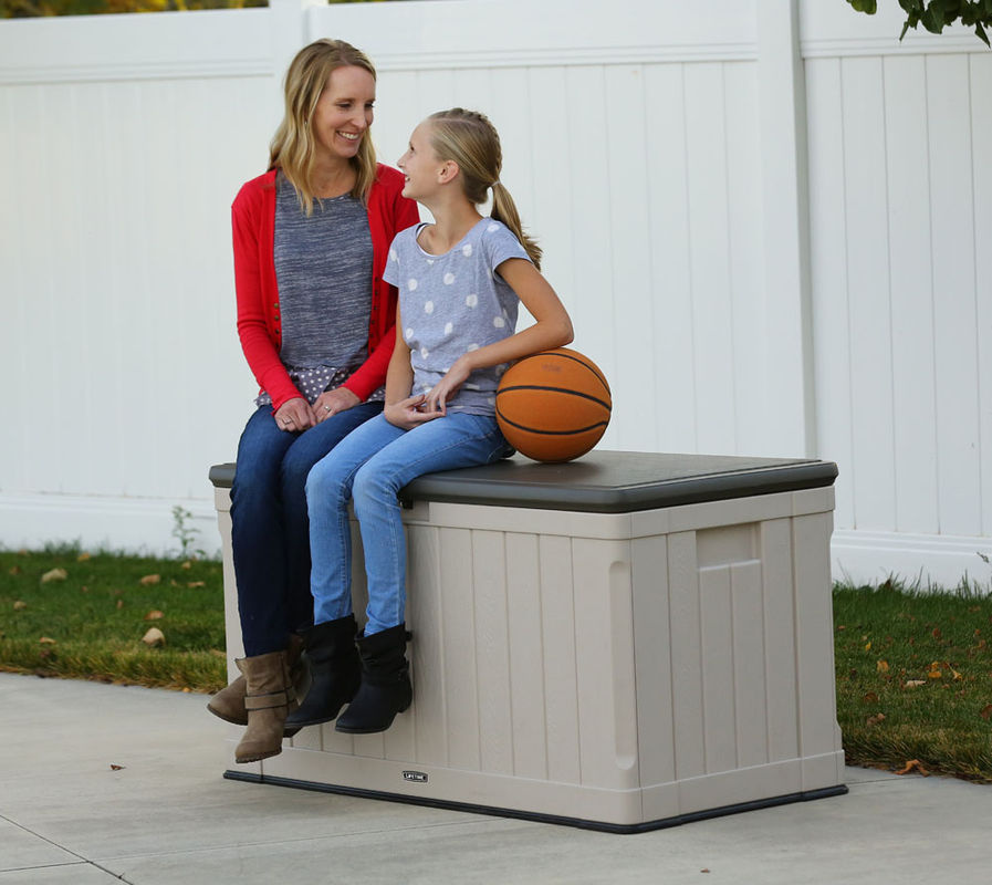 Lifetime Kissenbox Harmony Gartenbox aus Kunststoff, 440 l, grau, B/T/H: 128 x 64 x 67 cm - Bild 2