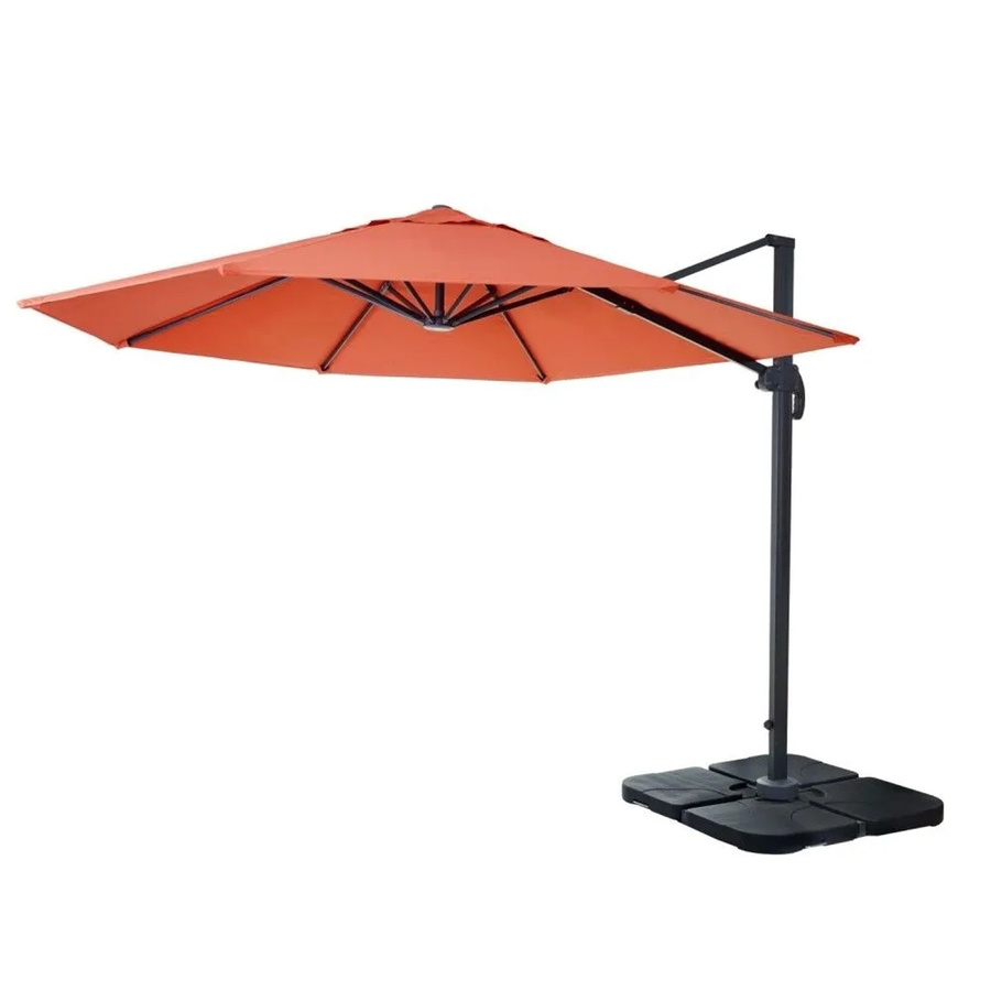 Gastronomie-Ampelschirm MCW-A96 in Orange mit Ständer, rund, drehbar, Durchmesser: 3 m, Material: Polyester, Alu und Stahl - Bild 2