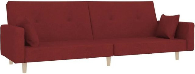 vidaXL Schlafsofa 2-Sitzer Click-Clack mit 2 Kissen, Farbe Rot, Stoffbezug, Modernes Design für Wohnzimmer und Home Office - Bild 1
