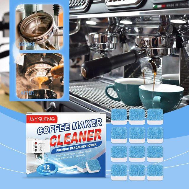 jaysuing Entkalkungstablette für Kaffeemaschinen in Blau zur Reinigung von Kalk und Flecken am Filtergitter von Edelstahl-Kaffeemaschinen - Bild 1
