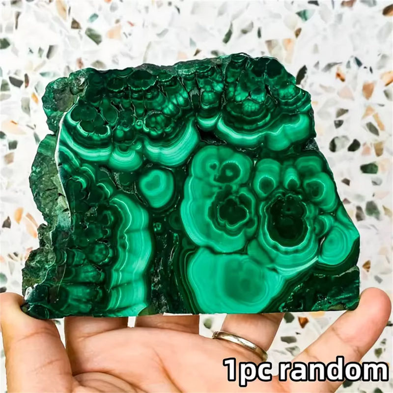 CrystalHola Malachit Kristall-Scheibe in Grün im böhmischen Stil als Mineralprobe - Bild 2