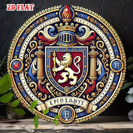 Vintage Wandschild aus Metall mit Löwenwappen von CIFBUY, rundes Aluminium-Dekoschild in Multicolour für Zuhause, Garage oder Büro