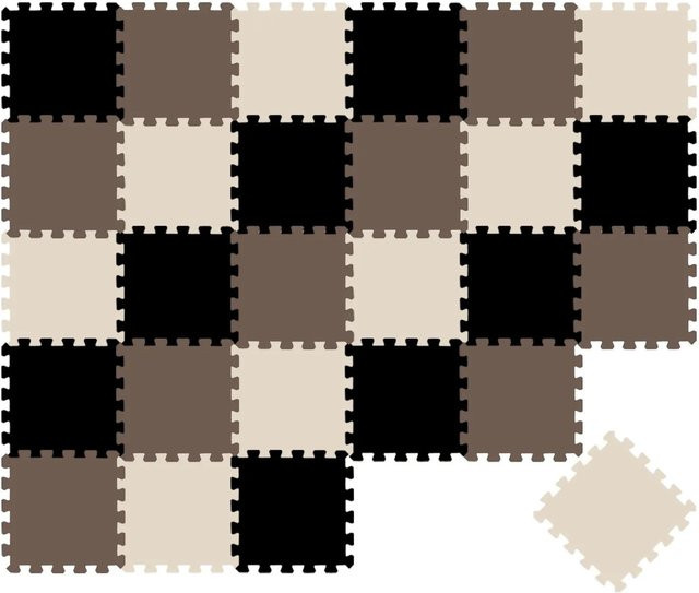 LittleTom Baby & Kinder Puzzlematte Checkerboard, 27 Teile, Beige Braun Schwarz, B/T/H: 30 x 30 x 1 cm - Bild 1
