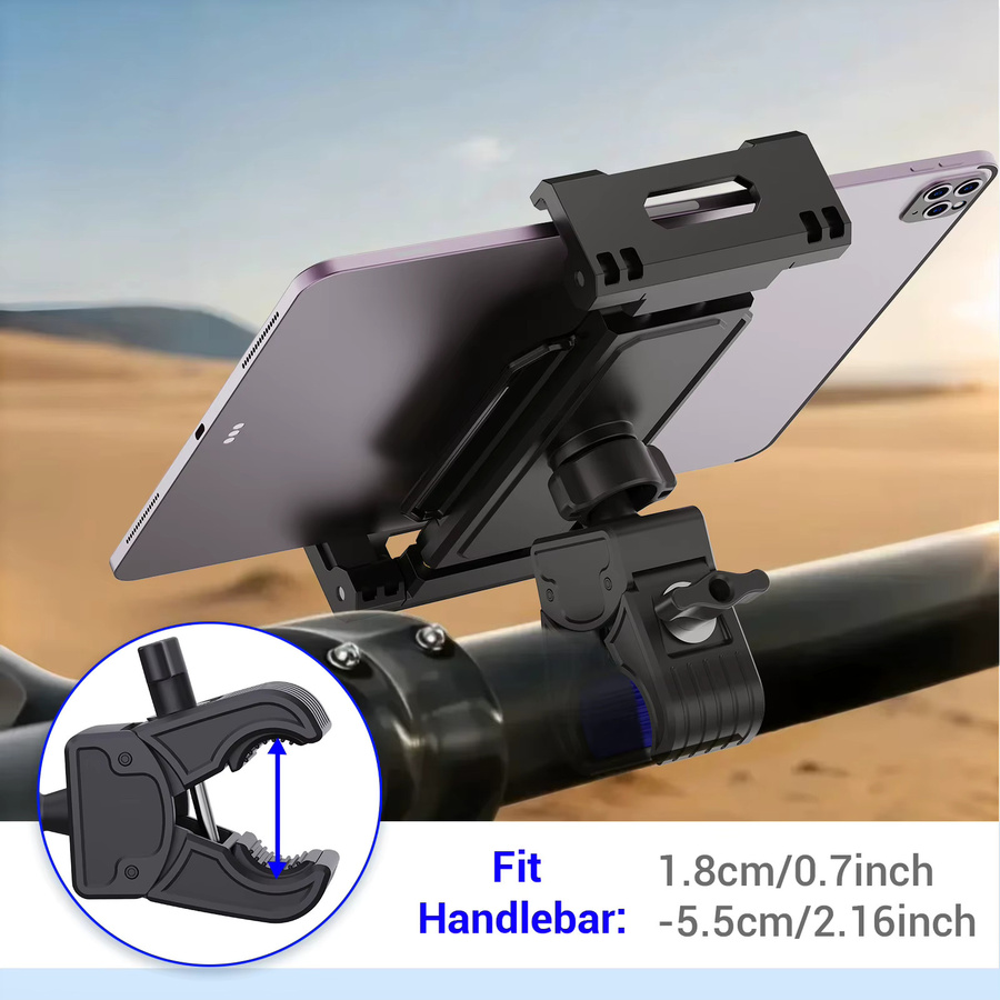 Xnyocn Fahrrad-Tablet-Halterung für Indoor-Fitness und Laufbänder, Lenkerhalterung für Tablets und Mobiltelefone von 4-12 Zoll, Schwarz - Bild 2