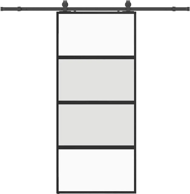 vidaXL Schiebetür aus Hartglas mit Beschlag in Schwarz, B/H: 90 x 205 cm - Bild 1