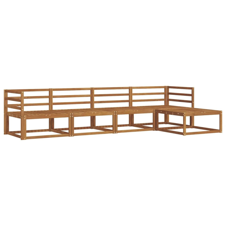vidaXL Outdoor-Sofagarnitur aus Massivholz Akazie in Braun, 5-teiliges L-Shape Set mit Hocker und Armlehnen - Bild 2