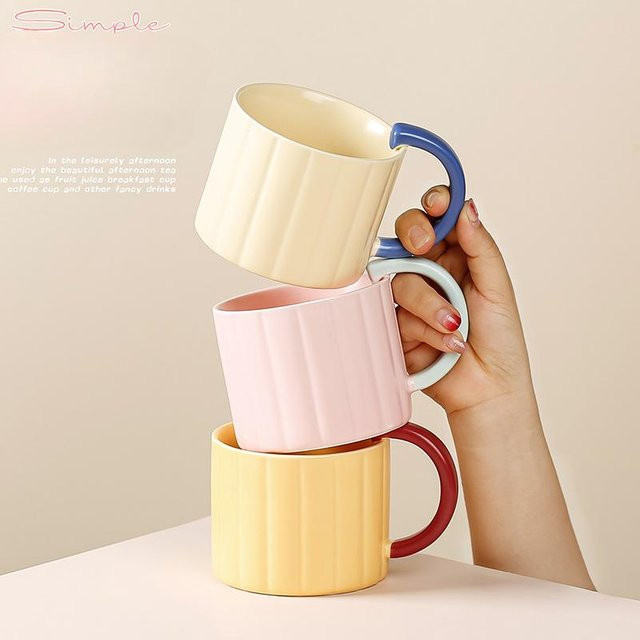 Keramiktasse im INS-Stil von Yiran Furniture, weiß, 350 ml - Bild 1