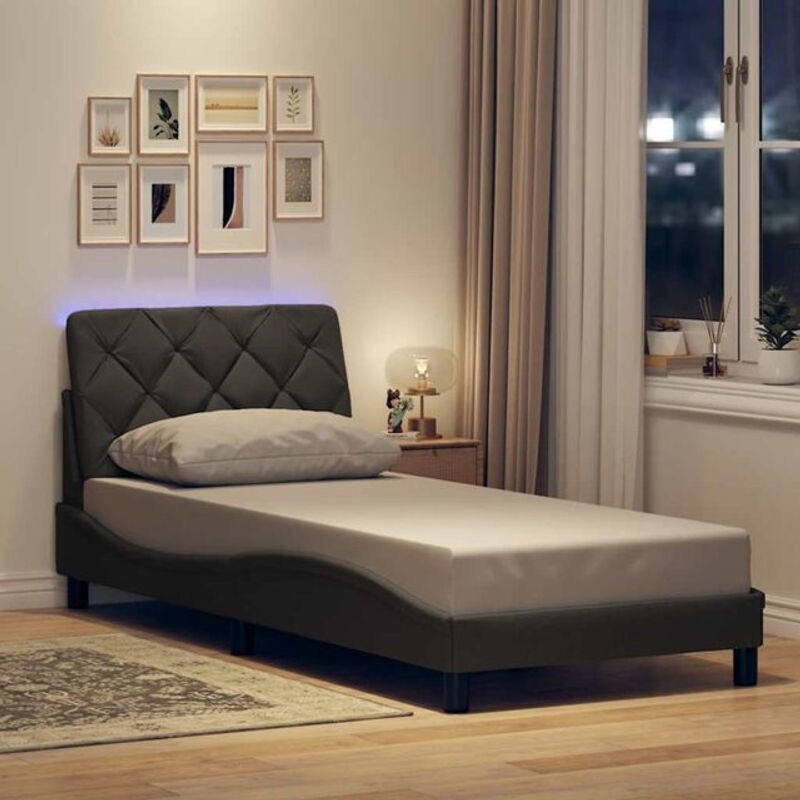 vidaxl Polsterbett mit LED in Dunkelgrau, B/B: 90 x 200 cm - Bild 1