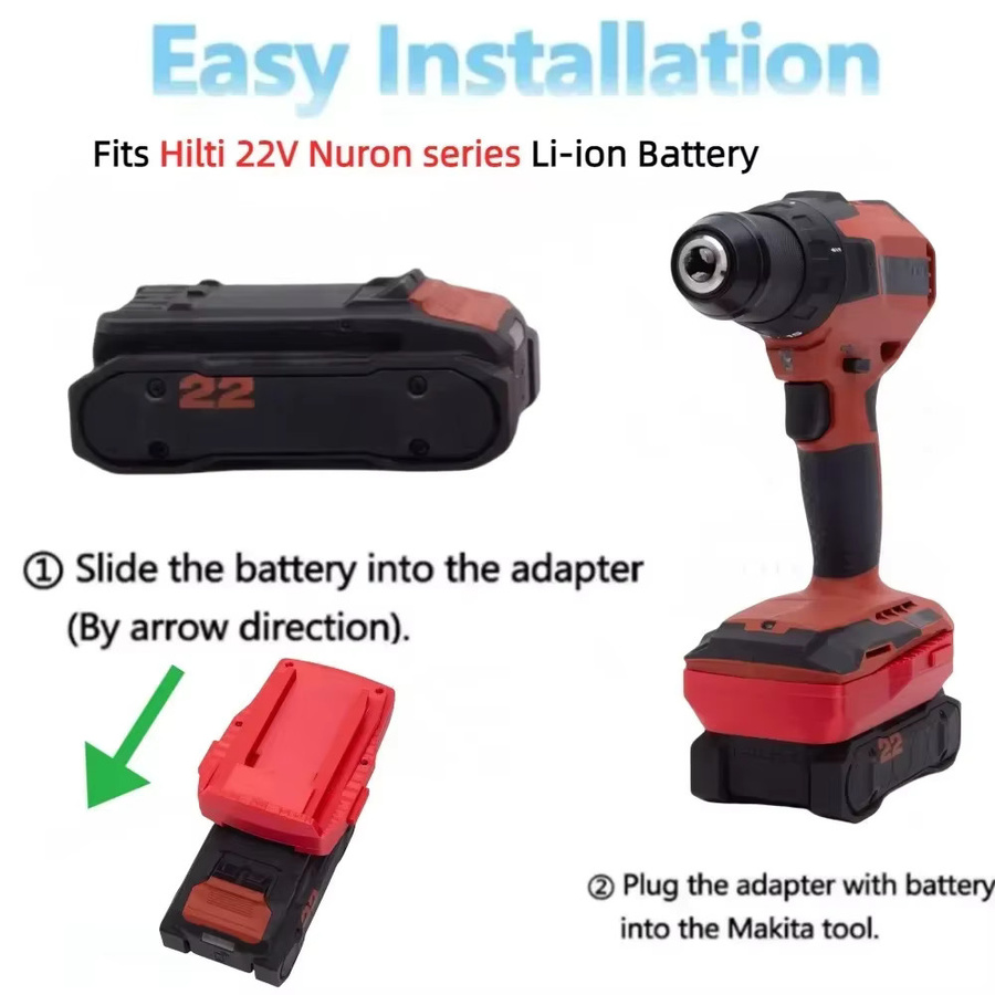 Hilti Batterieadapter für 22V Nuron Akkus (B22-55, B22-85, B22-170, B22-255) auf Hilti B22 CPC (B22-2.6, B22-4.0, B22-8.0) in Rot - Bild 3