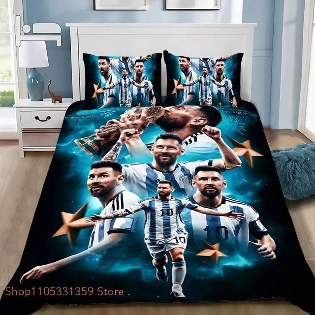 Flylo Bettwäsche-Set Fußballstar M-Messis Design, Blau, B/H: 150 x 200 cm - Bild 1