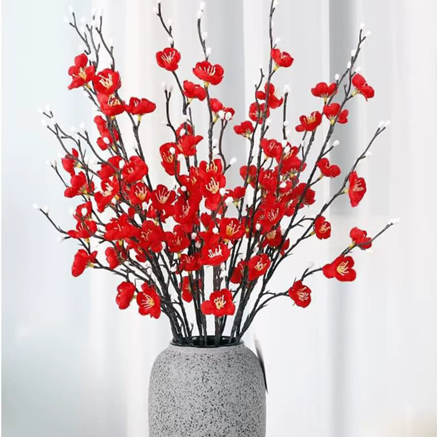 ZQCY Künstliche Pflaumenblüten und Pfirsichzweige aus Seide in Rosenrot für Garten, Hochzeit und Dekoration - Bild 2