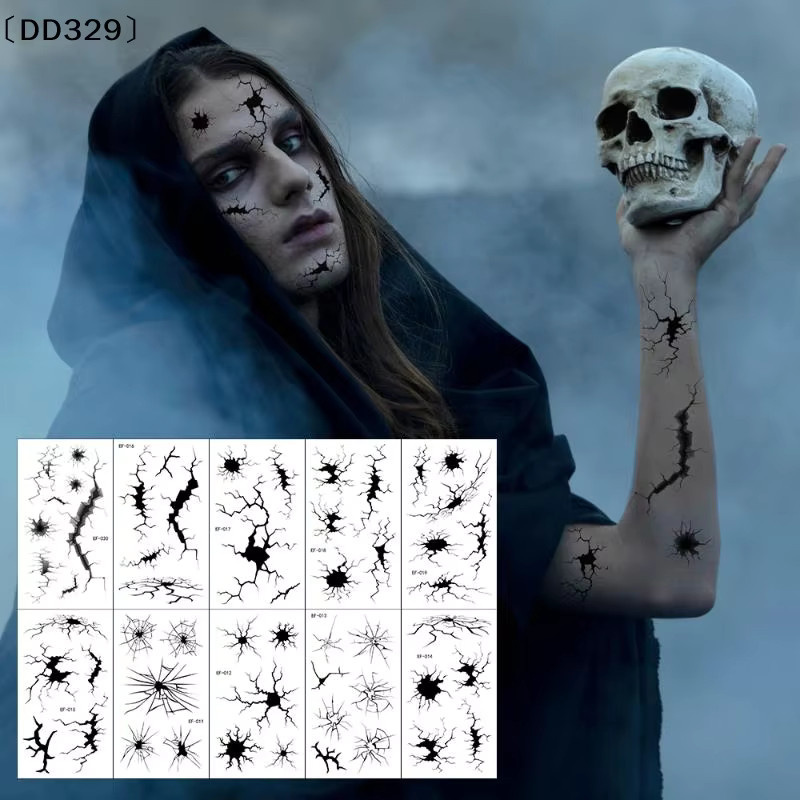 JETTING Temporäre Tattoos, 10 Blatt, Spinnennetz und Crack Mark, Unisex - Bild 2