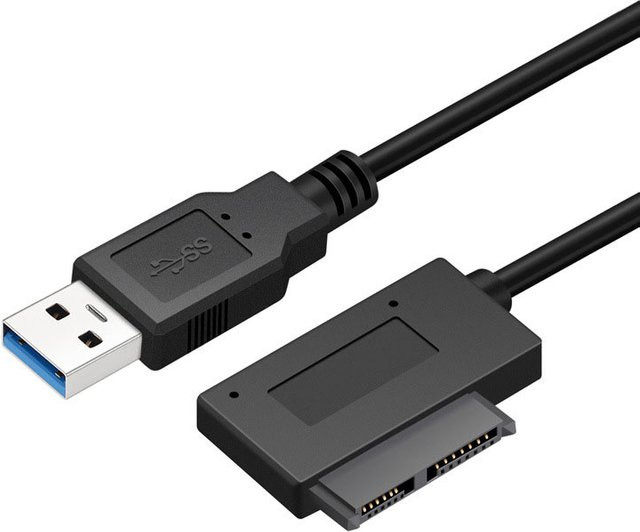 OULLX Mini SATA zu USB 3.0 Adapter Konverter Kabel für Laptop Slimline CD/DVD ROM Laufwerke in Schwarz - Bild 1
