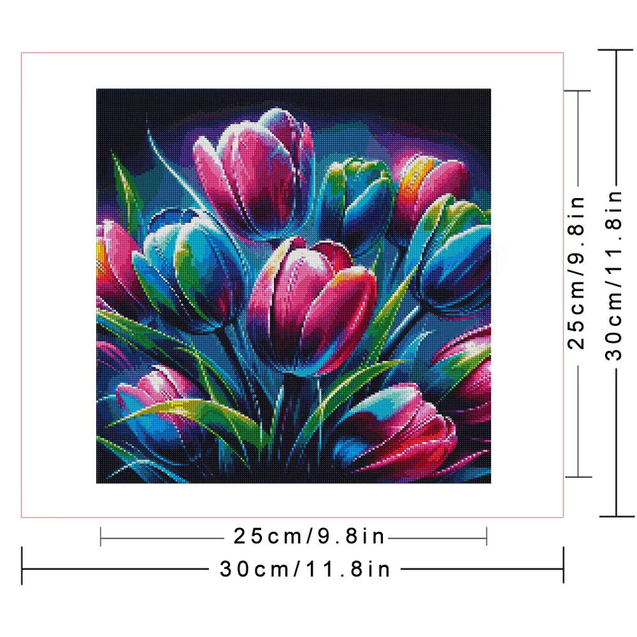 Huacan Diamant-Gemälde Rose als rundes Diamant-Mosaik zur Wanddekoration für dein Wohnzimmer mit Zubehör, Durchmesser: 30 cm - Bild 2