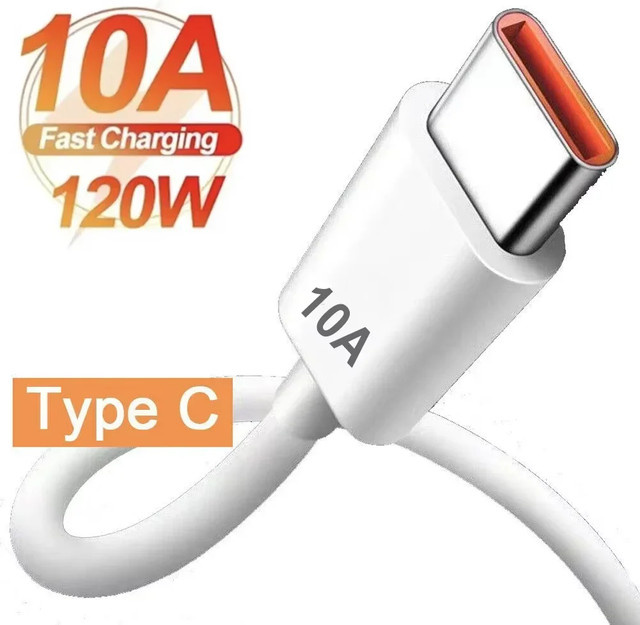 USB-C zu USB-C Schnellladekabel 120W 10A mit Hochgeschwindigkeits-Datenübertragung in Weiß - Bild 1